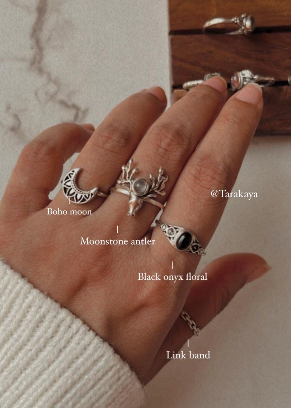 925 Sterling Silver Black Onyx Flower Ring