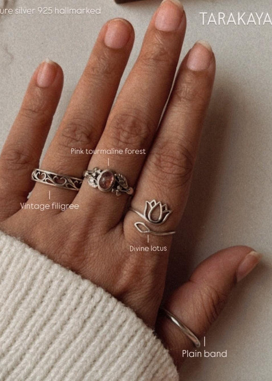 925 Sterling Silver Vintage Filigree Boho Band Daily Wear Ring
