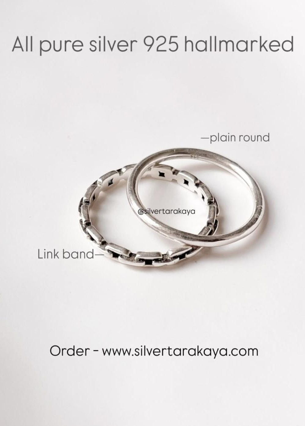 925 Sterling Silver Minimal Plain Round Stack Band Ring