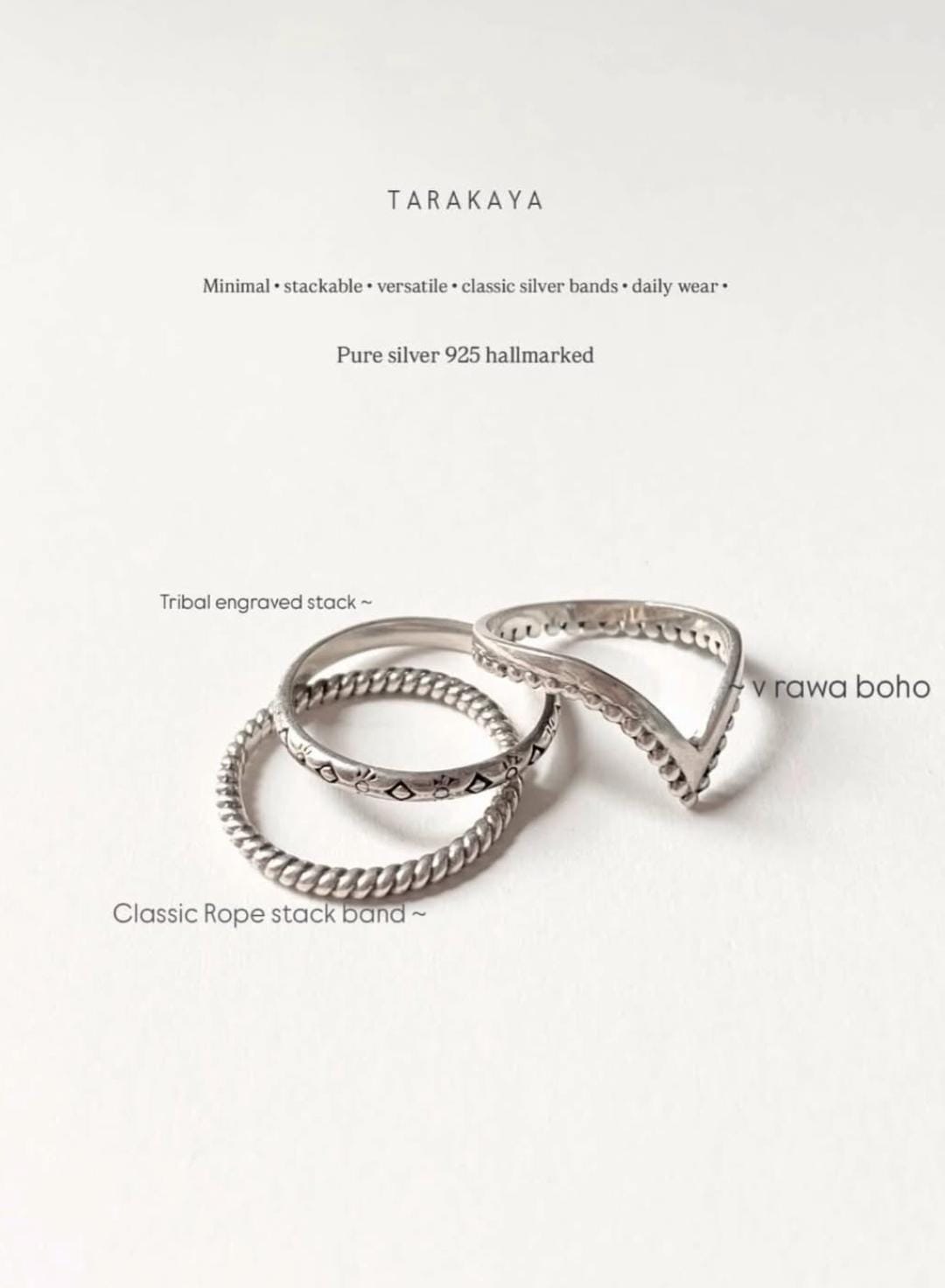 925 Sterling Silver Tribal Engraved Stackable Band Ring