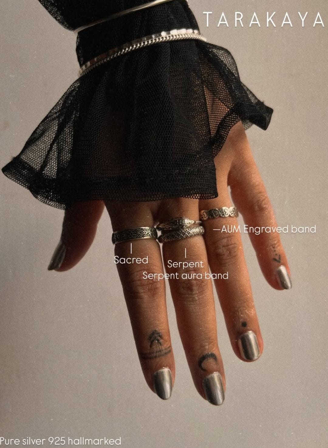 925 Sterling Silver Snake / Serpent Aura Band Ring