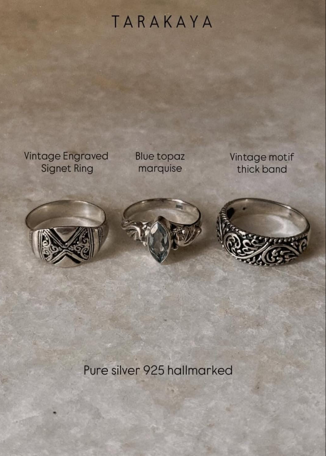 925 Sterling Silver Vintage Engraved Signet Ring