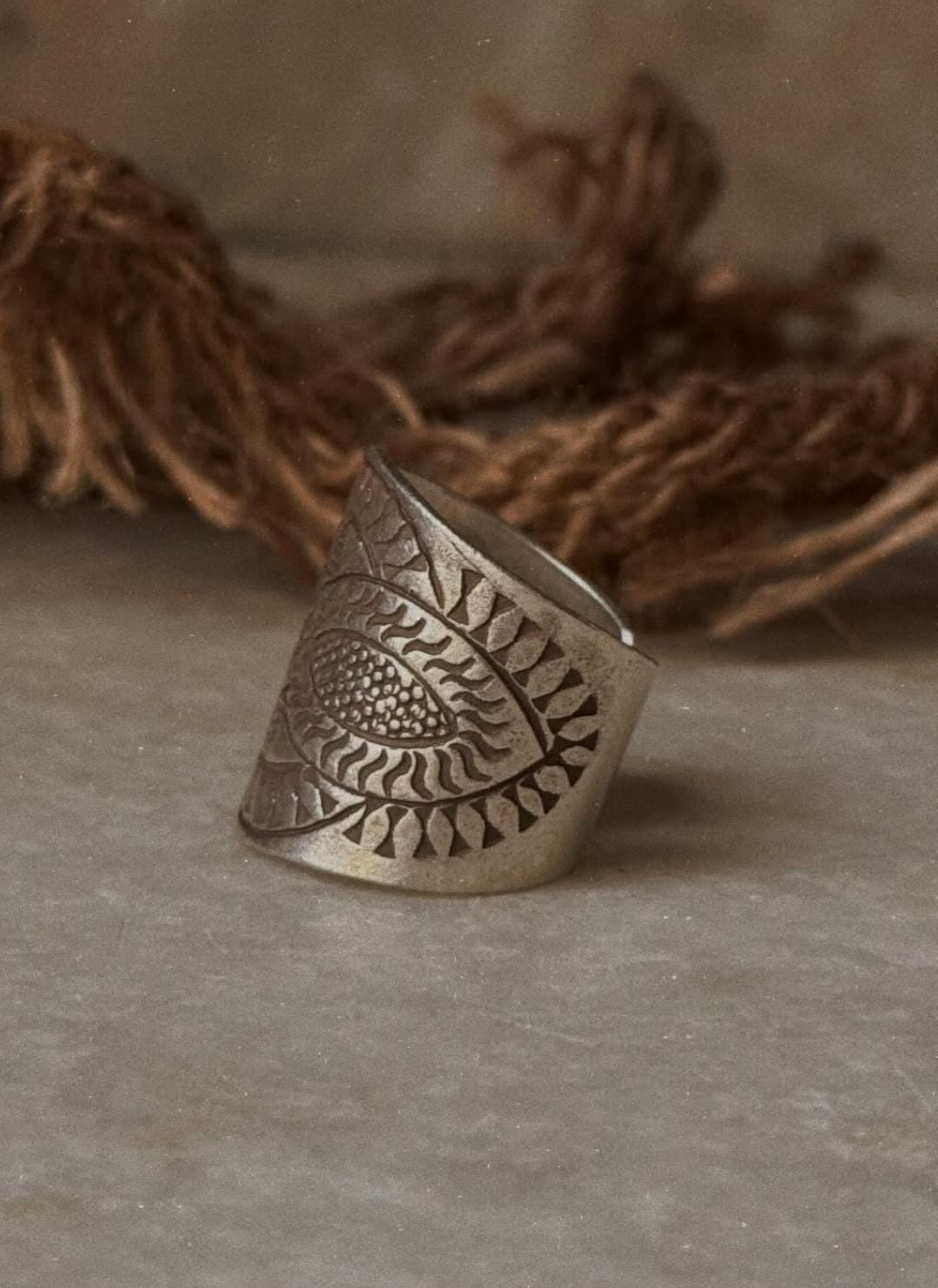 925 Sterling Silver Bohemian Imported Handcrafted Tribal Anant Mandala 2 Adjustable Ring