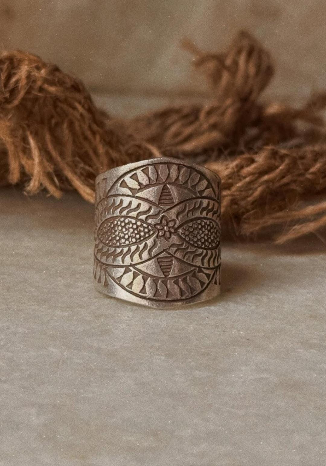 925 Sterling Silver Bohemian Imported Handcrafted Tribal Anant Mandala 2 Adjustable Ring