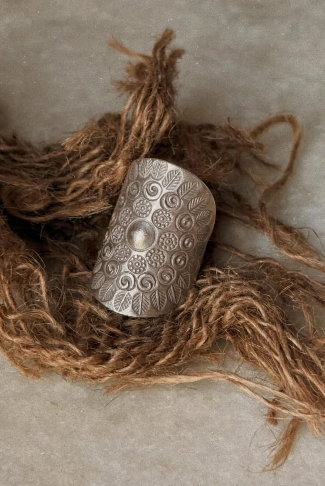 925 Sterling Silver Antique Bohemian Mandala Tribal Hill Tribe Handcrafted Adjustable Ring