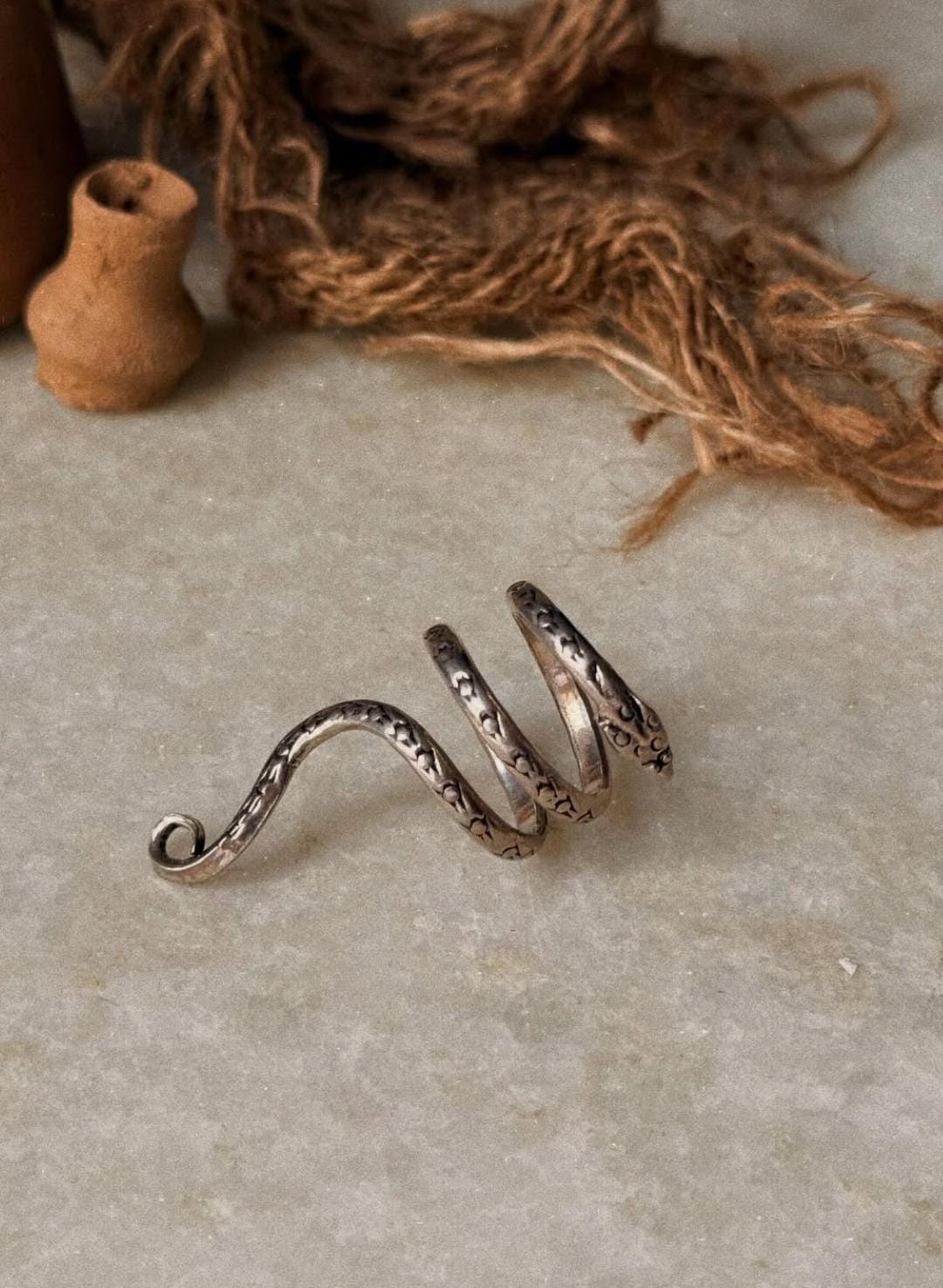 925 Sterling Silver Snake / Serpent Wrap Statement Ring