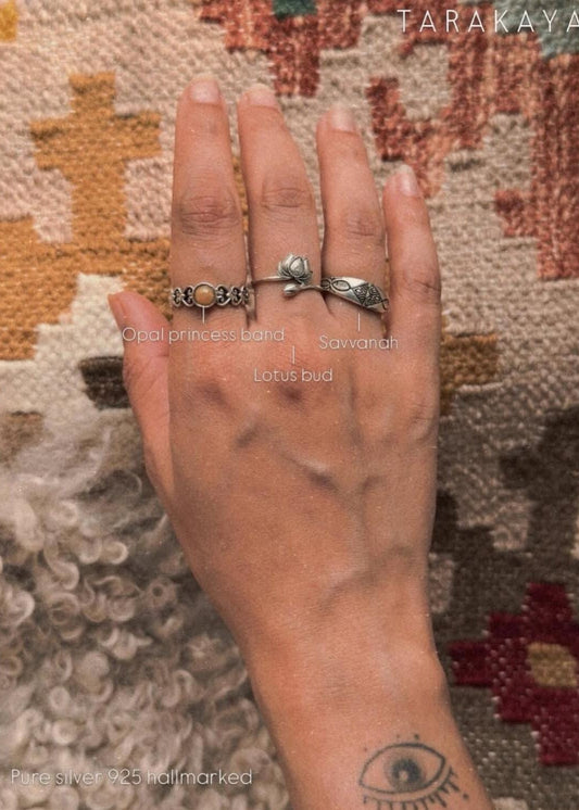 925 Sterling Silver Natural Ethiopian Opal Princess Band Ring