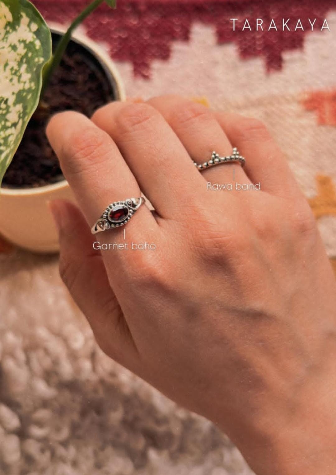 925 Sterling Silver Teen Teekona Boho Band Stackable Ring