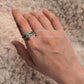925 Sterling Silver Vintage Motif Cz Solitaire Stack Band Ring