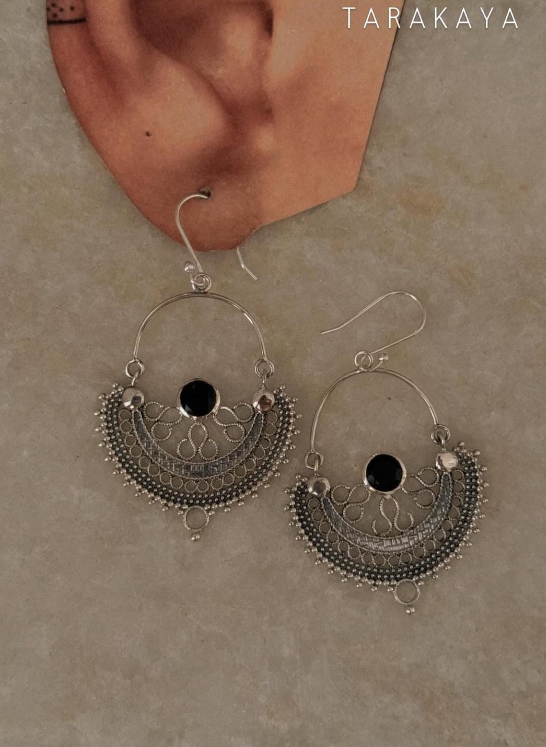 925 sterling silver Chandbali Black Onyx Earrings