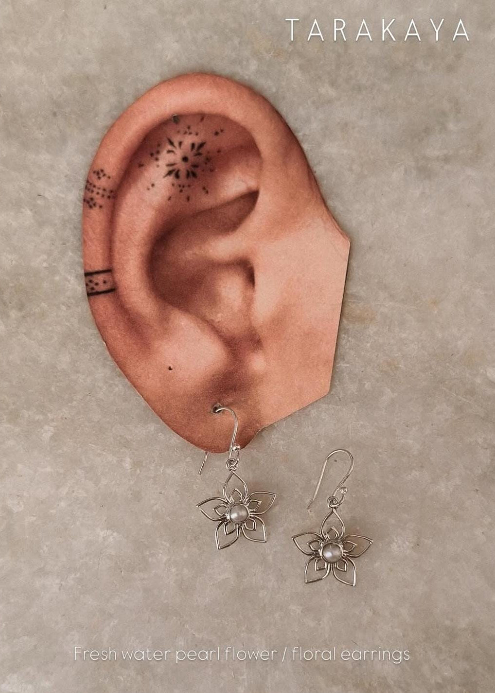 925 Sterling Silver Fresh Water Pearl Flower Hook Earrings