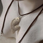 925 Sterling Silver Tribal Fish with Ghungroo Charm Brown Cord Leather Necklace