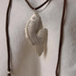 925 Sterling Silver Tribal Fish with Ghungroo Charm Brown Cord Leather Necklace