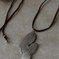 925 Sterling Silver Tribal Fish with Ghungroo Charm Brown Cord Leather Necklace