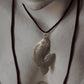 925 Sterling Silver Tribal Fish with Ghungroo Charm Brown Cord Leather Necklace