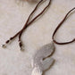 925 Sterling Silver Tribal Fish with Ghungroo Charm Brown Cord Leather Necklace