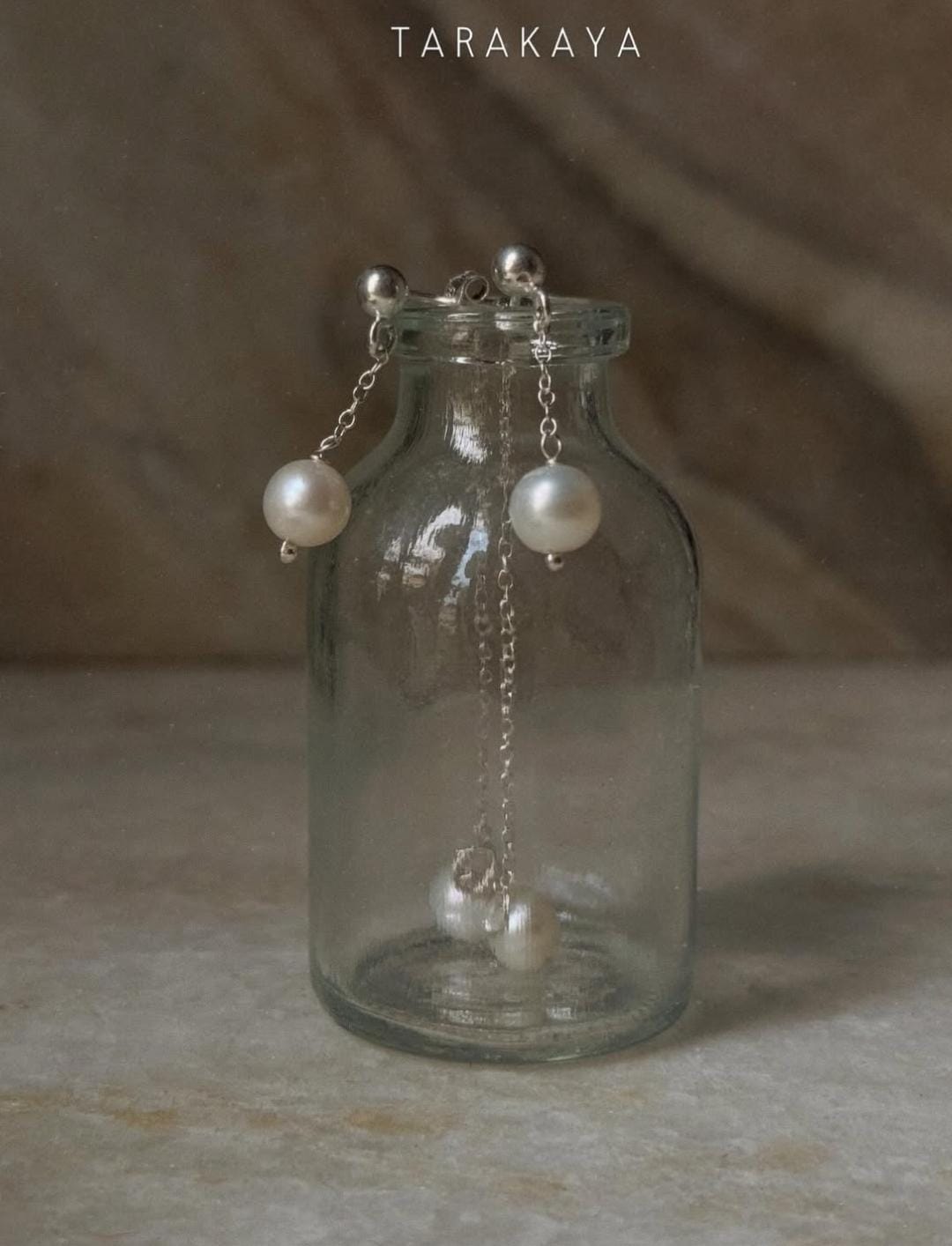 925 Sterling Silver Fresh Water Pearls Double Chain Connector Studs Earrings