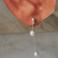 925 Sterling Silver Fresh Water Pearls Double Chain Connector Studs Earrings