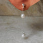 925 Sterling Silver Fresh Water Pearls Double Chain Connector Studs Earrings