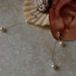925 Sterling Silver Fresh Water Pearls Double Chain Connector Studs Earrings