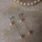925 Sterling Silver Fresh Water Pearls Double Chain Connector Studs Earrings