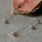 925 Sterling Silver Fresh Water Pearls Double Chain Connector Studs Earrings
