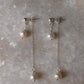 925 Sterling Silver Fresh Water Pearls Double Chain Connector Studs Earrings