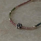 Multi Tourmaline 2mm - Silver Balls & Floral Charm Bead 925 Sterling Silver Bracelet