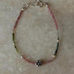Multi Tourmaline 2mm - Silver Balls & Floral Charm Bead 925 Sterling Silver Bracelet