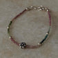 Multi Tourmaline 2mm - Silver Balls & Floral Charm Bead 925 Sterling Silver Bracelet