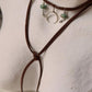 925 Sterling Silver Crescent Moon With Kingsman Turquoise & Tribal Silver Charms In Leather Brown Cord Knot Necklace