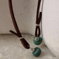 925 Sterling Silver Crescent Moon With Kingsman Turquoise & Tribal Silver Charms In Leather Brown Cord Knot Necklace