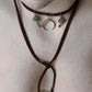 925 Sterling Silver Crescent Moon With Kingsman Turquoise & Tribal Silver Charms In Leather Brown Cord Knot Necklace