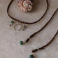 925 Sterling Silver Crescent Moon With Kingsman Turquoise & Tribal Silver Charms In Leather Brown Cord Knot Necklace