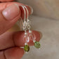 925 Sterling Silver Pink Tourmaline , Green Tourmaline & Fresh Water Pearls Handcrafted Pretty Floral Hook Earrings
