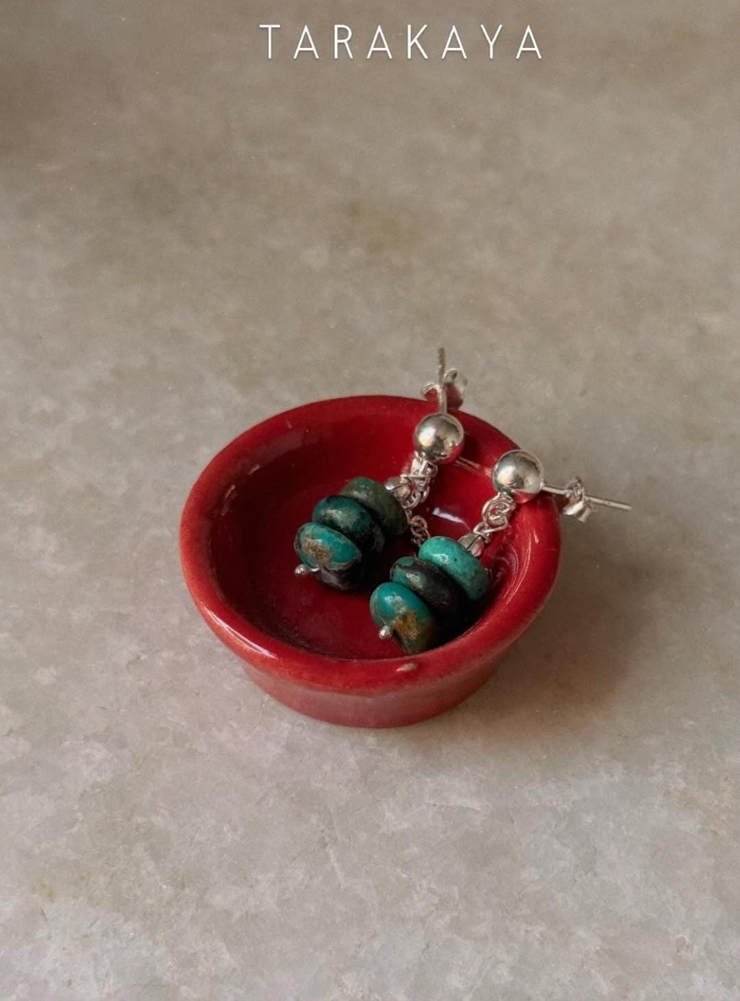 925 Sterling Silver Kingsman Turquoise Chain Hanging Handcrafted Studs