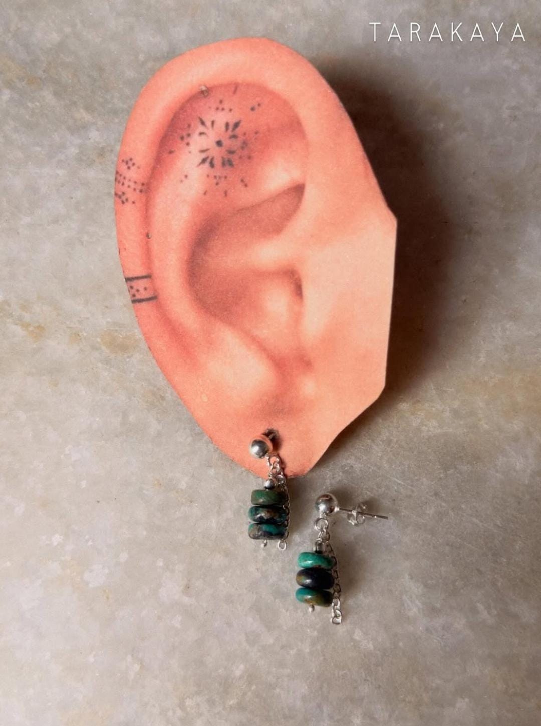 925 Sterling Silver Kingsman Turquoise Chain Hanging Handcrafted Studs