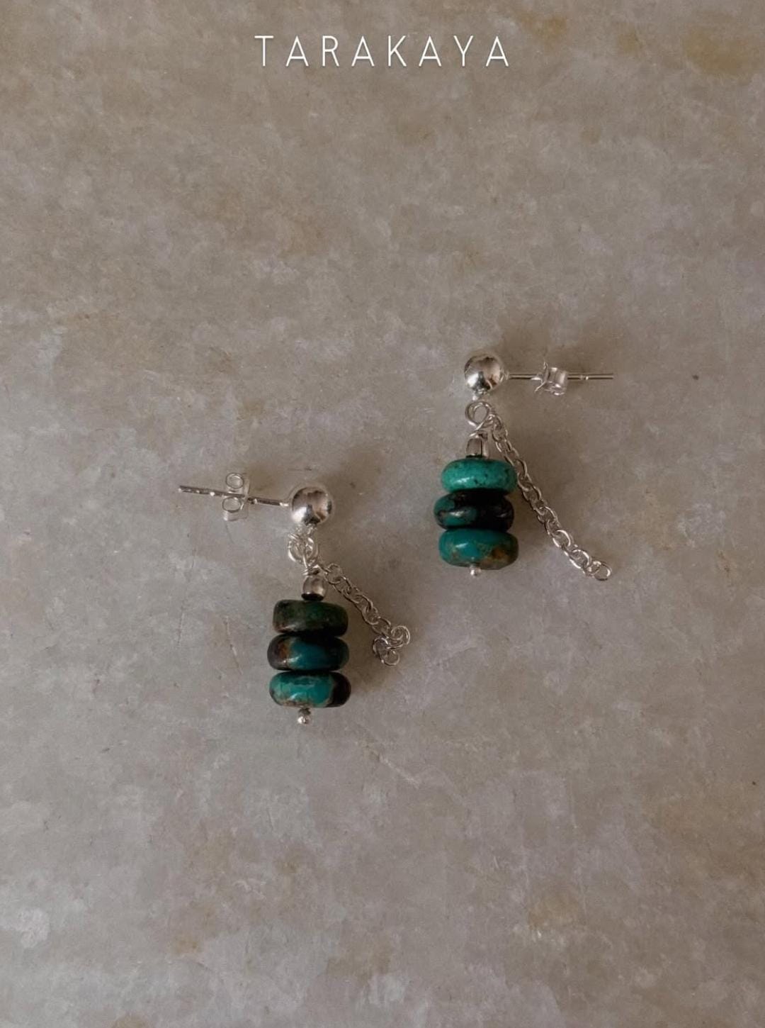 925 Sterling Silver Kingsman Turquoise Chain Hanging Handcrafted Studs