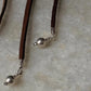 925 Sterling Silver Coin Charm With Silver Beads Boho Style Dark Brown Leather Cord Knot Necklace