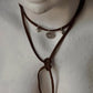 925 Sterling Silver Coin Charm With Silver Beads Boho Style Dark Brown Leather Cord Knot Necklace
