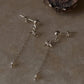 925 Sterling Silver Fresh Water Pearls Connector Chain With North Star White Topaz Charm Studs Earrings