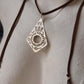 925 Sterling Silver Tribal Surya Engraved Pendant with Ghungroo Charm Brown Cord Leather Necklace