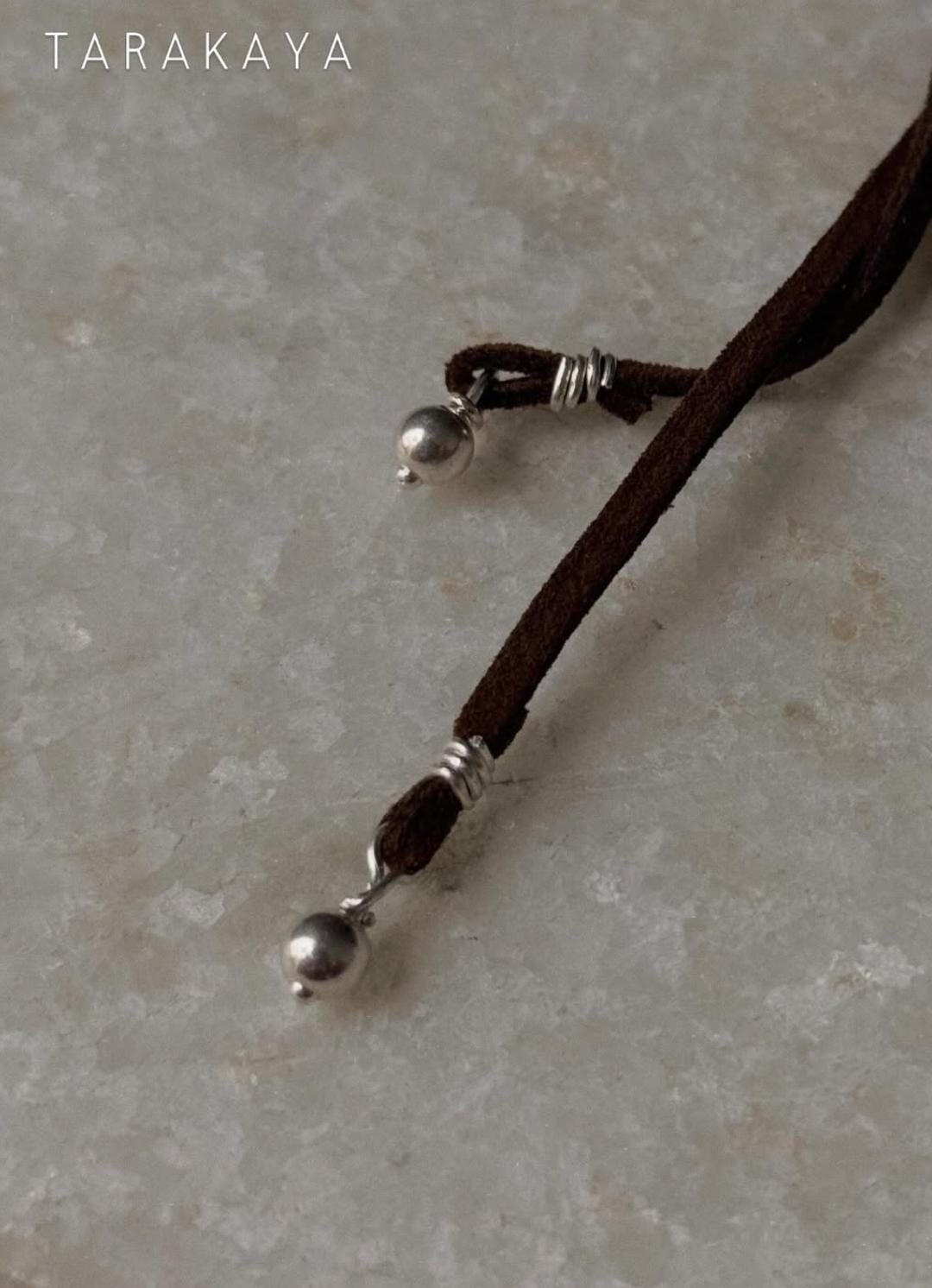 925 Sterling Silver Tribal Surya Engraved Pendant with Ghungroo Charm Brown Cord Leather Necklace