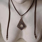 925 Sterling Silver Tribal Surya Engraved Pendant with Ghungroo Charm Brown Cord Leather Necklace