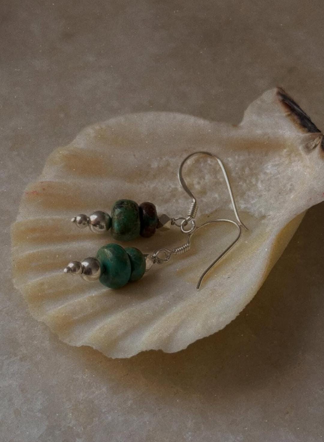 925 Sterling Silver Kingsman Turquoise Tribal Handcrafted Hook Earrings