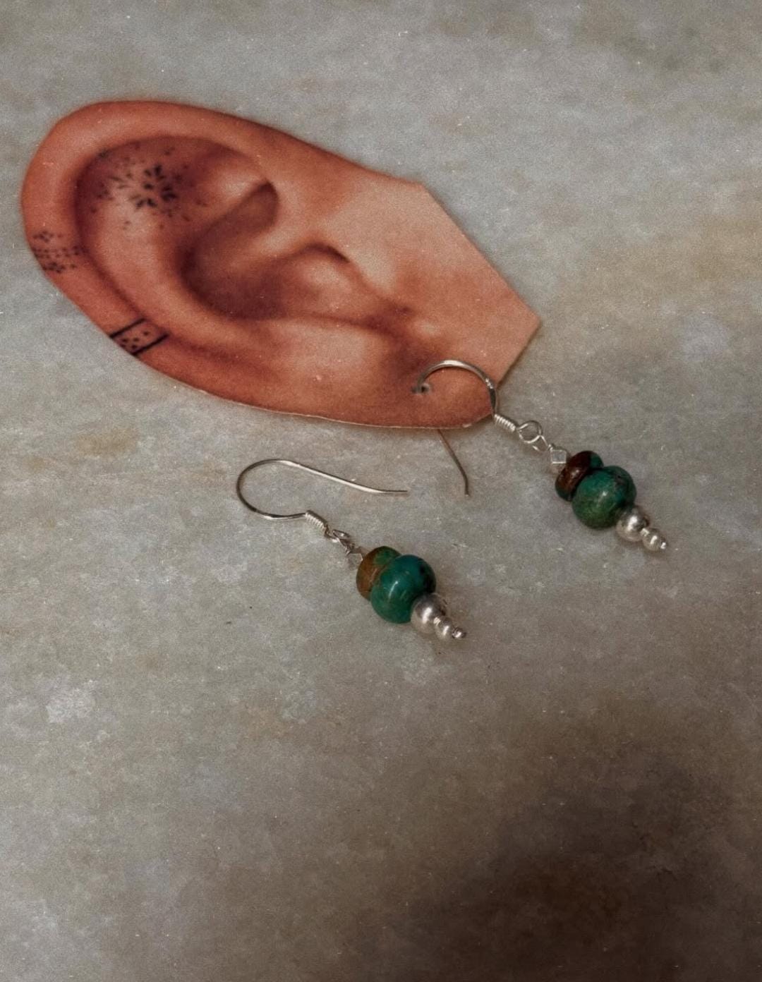 925 Sterling Silver Kingsman Turquoise Tribal Handcrafted Hook Earrings