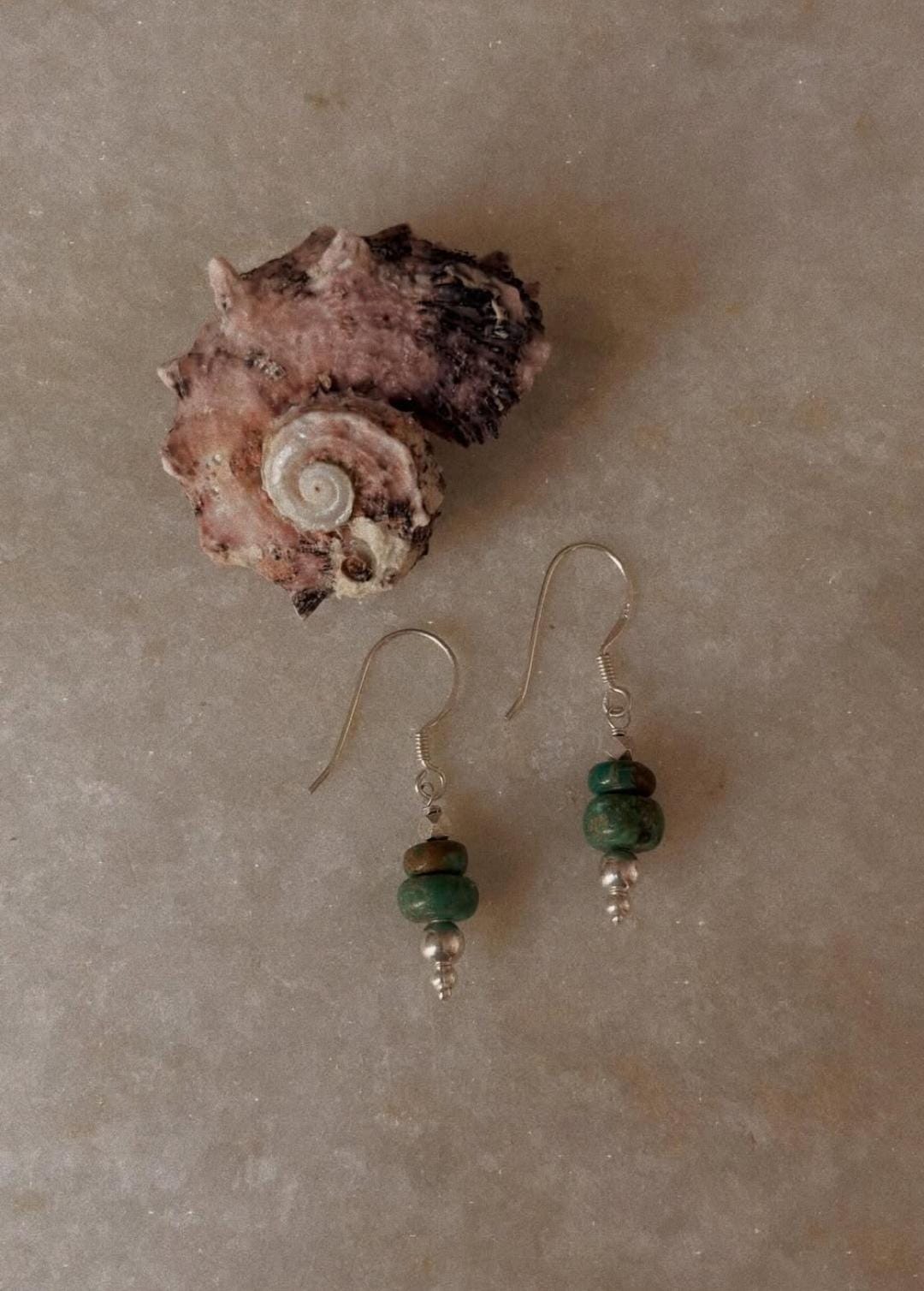 925 Sterling Silver Kingsman Turquoise Tribal Handcrafted Hook Earrings