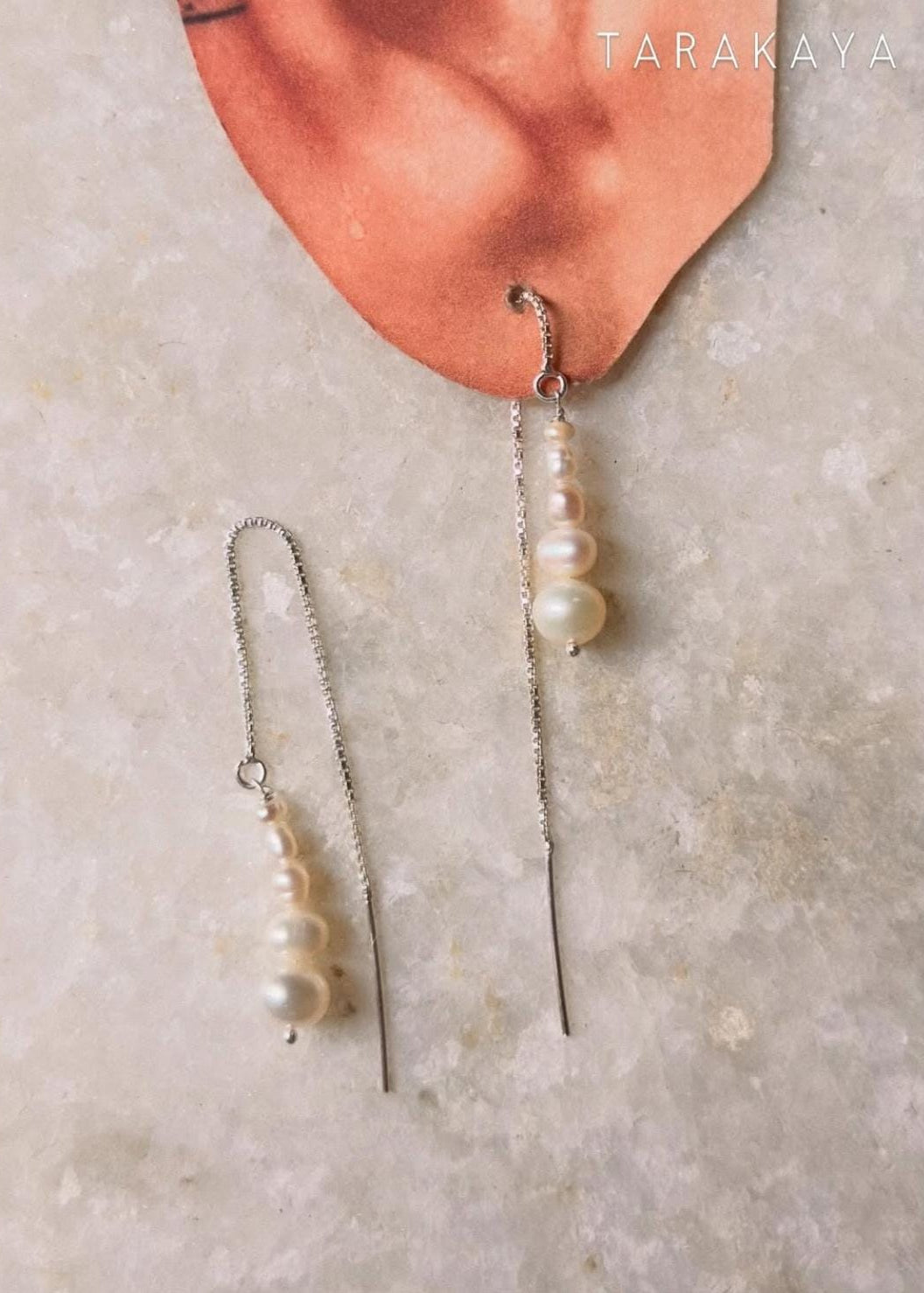 Fresh Water Pearls Gradient Stacked Threader/Sui Dhaga 925 Sterling Silver Earrings