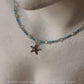 Apatite, Pearl, Clear Quartz & Aquamarine Starfish Charm 925 Sterling Silver Necklace