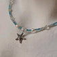 Apatite, Pearl, Clear Quartz & Aquamarine Starfish Charm 925 Sterling Silver Necklace